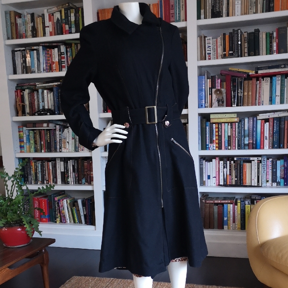 Funky black and leopard print fabric coat